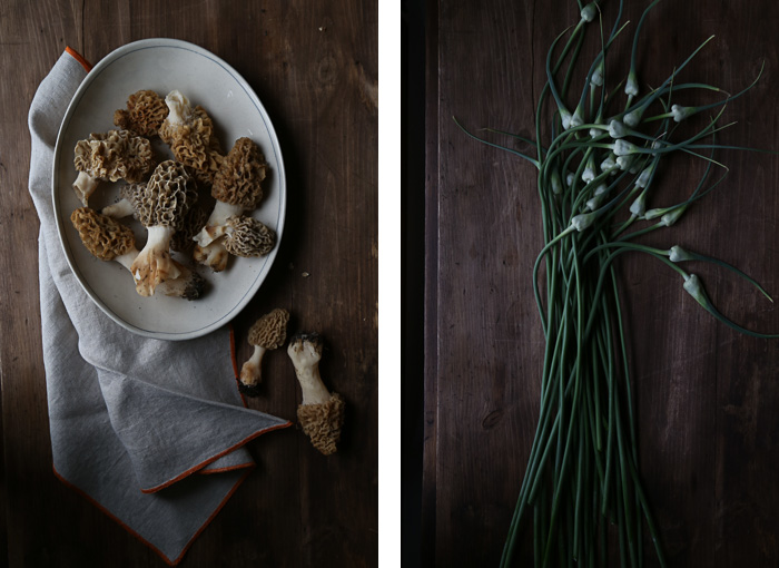 Morels and Garlic Scapes