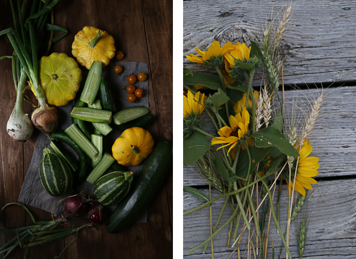 Garden Veggies and Sunflowers